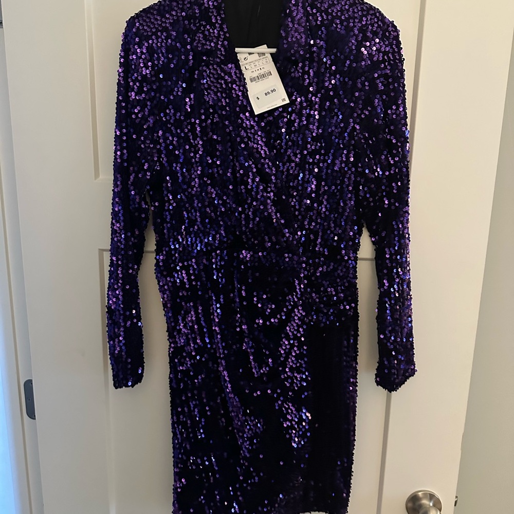 NWT Zara Purple Sequin Dress